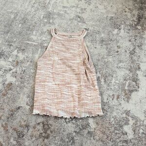 Pink and White Sleeveless Knit Top